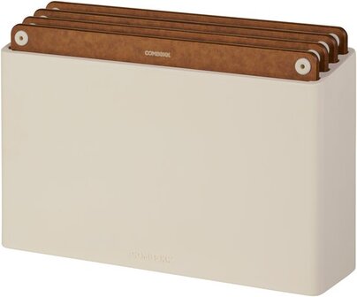 Combekk Snijplankenset 4pcs - 100% Gerecycled ABS en FSC Geperst Hout - Antibacterieel - Vaatwasser bestendig - Bruin/Sand - 20x30 cm