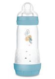 MAM Easy Start Anti-koliek flesjes voor kinderen vanaf 4 maanden, 320 ml met zuiger, stroomsnelheid 3 voor 4+ maanden, van SkinSoft siliconen, bio-rond, lichtblauw