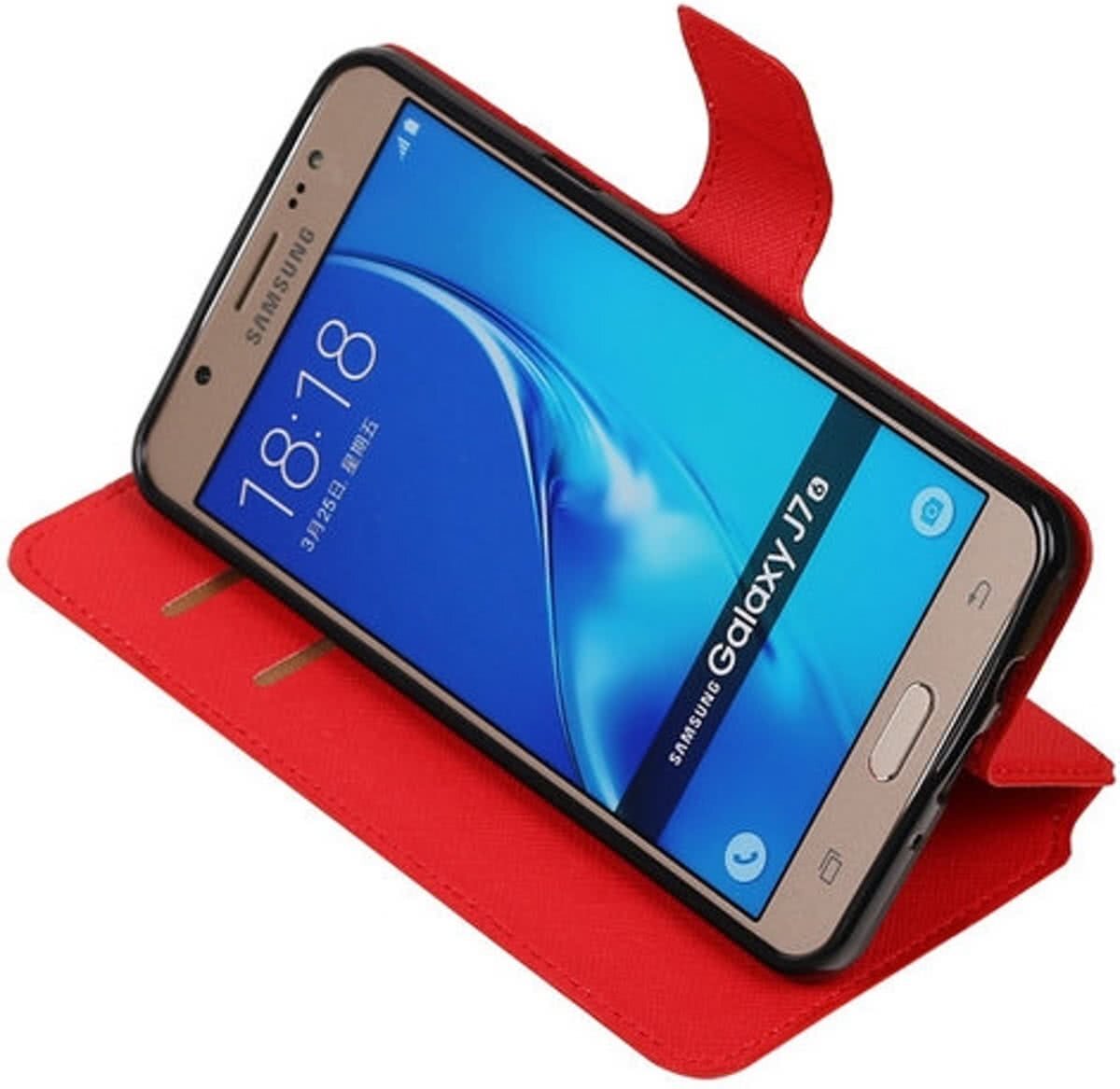 Best Cases Rood Samsung Galaxy J7 2016 TPU wallet case - telefoonhoesje - smartphone hoesje - beschermhoes - book case - booktype hoesje HM Book