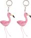 Nature Planet Flamingo vogel sleutelhanger - 4x - pluche knuffeltjes - roze - 6 cm