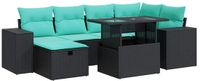 vidaXL 7-delige Dining Loungeset met Kussens Poly Rattan Acacia Grijs