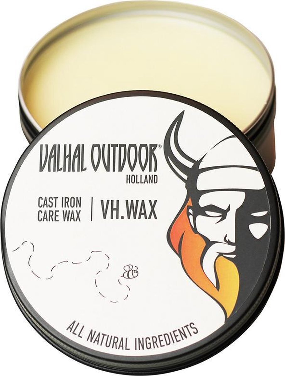 Valhal Outdoor wax voor gietijzeren pannen 125gr - verzorging en inbranden - VH.WAX