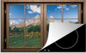 Merkloos KitchenYeah® Inductie beschermer 81.2x52 cm - Doorkijk - Berg - Natuur - Inductie kookplaat accessoire