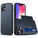 Ice Coque Hybride iPhone 14 avec Fente pour Carte Coulissante - Bleu Foncé