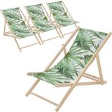 ECD Germany Set van 4 houten tuinligstoelen