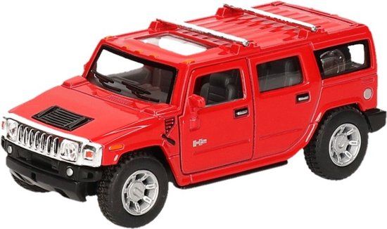 Welly Hummer H2 SUV Model Car - Red - 12.5 cm - Metal