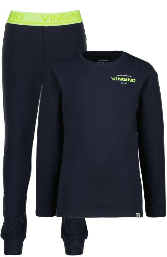 Vingino Wose Jongens Pyjama Lange Mouw Katoen Midnight Blue Logo 158/164