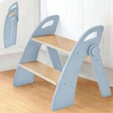 Merkloos Solidchoice Kindersteiger met 2 Treden van Hout, 130 kg Draagvermogen, Blauw