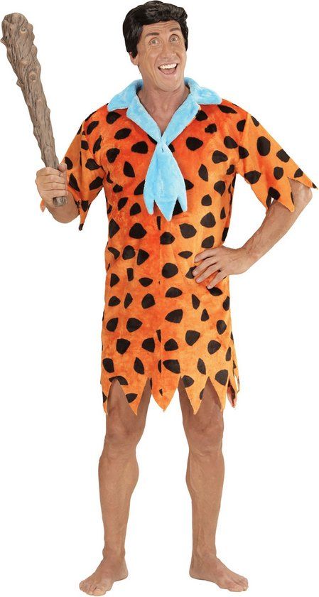 Widmann The Flintstones Kostuum - Flintstones Man Stenen Tijdperk Kostuum - Oranje - Large