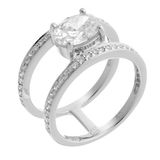 Orphelia damesring 925 zilver gerhodineerd zirkonia transparant ovaal geslepen mt. 52 (16,6)-ZR-7122/52