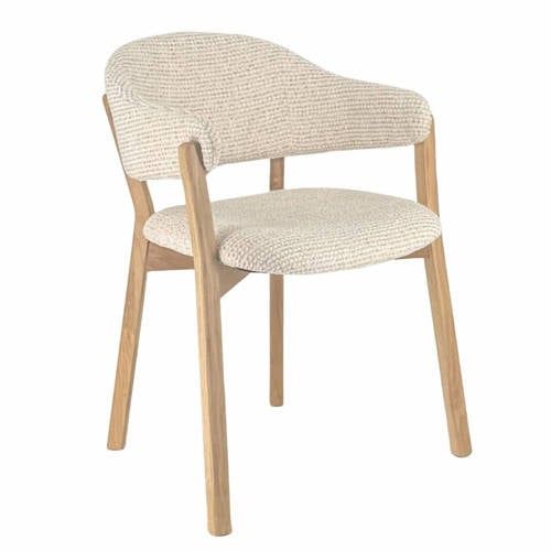 Giga Meubel Eetkamerstoel Uppsala - Beige/Naturel Stof - Set van 2