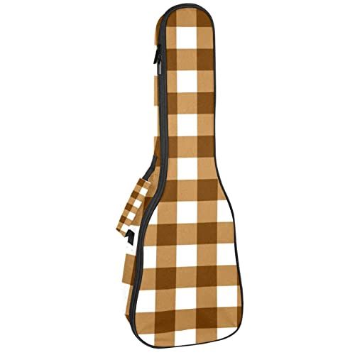 Mersov Concert Ukelele Rugzak, Heavy Duty Ukelele Case Bag met Opslag, Sopraan Concert Tenor Ukelele 10MM Gewatteerde BagBlack SheepsDark Bruin Licht Bruin Plaid