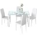 Ensemble Repas Blanc Avec Table Rectangulaire En Verre Et 4 Chaises Pour Cuisine Et Salon