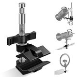 NEEWER 2 inch eindkaakgreep met 5/8\" stud, stalen schacht eindpijpgreepklem met verstelbare aluminium kaken, rubberen pads voor C-standaard, anti-twist, spinhendel eenvoudig slot voor LED-videolamp