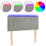 VidaXL Hoofdeind & Voeteind Licht Grijs Polyester/Hout 800x50x780-880mm Inclusief LED-strip