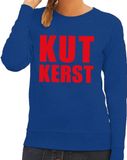 Bellatio Decorations Kutkerst Foute kersttrui / sweater blauw voor dames - Kersttruien XS