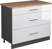 Vicco Keukenonderkast Fame-Line, Wit Hoogglans/Antraciet, 100 cm, WB Eik