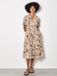 Apricot Midi-jurk met ritssluiting en tropisch bladmotief