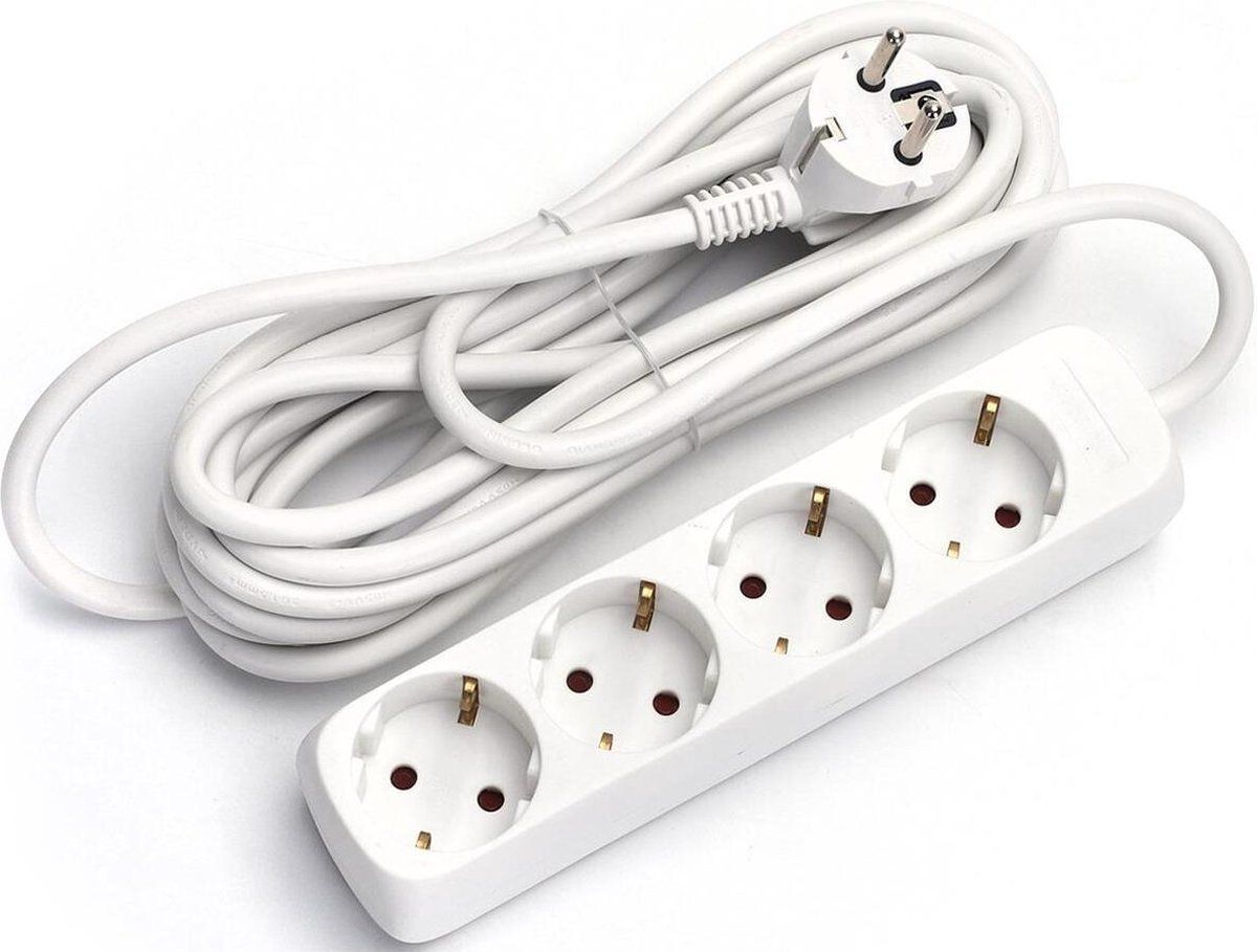 Qualu Verlengsnoer - Igia Synci - 3680W - 4 Stopcontacten - 5 Meter - Wit