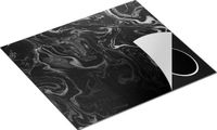 Chefcare Inductie Beschermer Abstracte Kunst - Donkere met Gouden Strepen Marmer - Zwart Wit - 60x50 cm