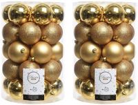 Decoris Kerstballen - 68 stuks - Goud - 8 cm - Kunststof