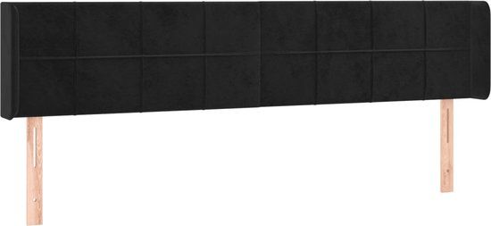vidaXL Hoofdbord met randen 203x16x78/88 cm fluweel zwart