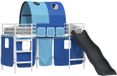 vidaXL Stapelbed voor kinderen met gordijnen Wit en Blauw 90 x 190 cm