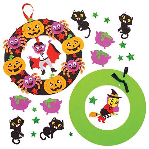 Baker Ross AW861 Kranskits voor kinderen, voor je Halloween-decoratie, ornamenten, deurplaques, feestactiviteiten en meer (Pack van 3), diverse