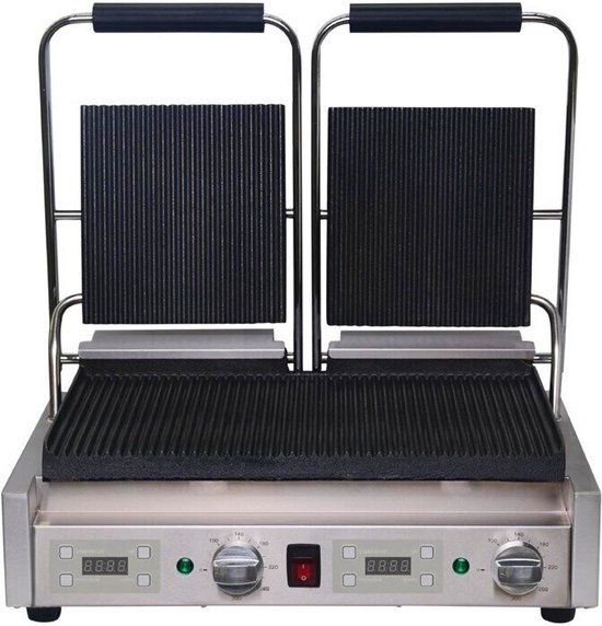 Buffalo Dubbele Contactgrill Groef/groef FC383 - Horeca - 2900W - Zilver