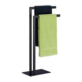 Relaxdays Zwart handdoekenrek - 2 stangen - staand - industrieel - 81 x 49 x 20 cm