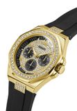 Guess Empire Analoge Kwarts Horloge Zwart Kast Gemaakt Van 100% Roestvrij Staal En Een Armband Van 100% Siliconen 46 GW1002G1, GW1002G2