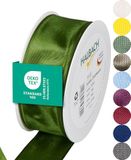 Halbach Seidenbänder Premium cadeaulint met draadrand, breedte 40 mm, lengte 25 m, Öko-Tex 100 gecertificeerd lint, taftlint, made in Germany, kleur: mosgroen