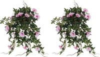 Mica Decorations Kunstplant Petunia - 2x - lichtroze - 50 cm