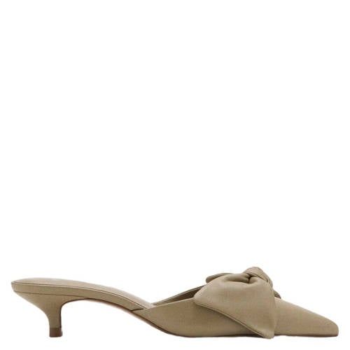 Mango beige leather mules