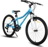 Hiland Climber 2.0 Vélo de ville pour adolescents - 24 pouces - 7 vitesses - V-Brake - Bleu