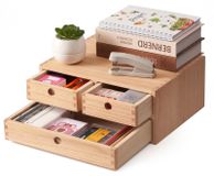 Omgoods - Organiseur de bureau en bois avec 3 tiroirs