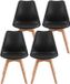 SONGMICS Chaises de salle à manger - Set de 4 - Cuir PU noir et bois de hêtre - 46,5 x 57 x 79 cm