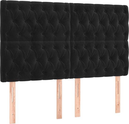 vidaXL Hoofdbord Zwart Fluweel 160x7x118/128 cm