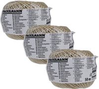 Fackelmann 9922550 Set van 3 rollen linnen touw, touw, bruin, 80 m