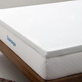 Linenspa Matrastopper 80 x 190 cm, 5 cm hoog, matrastopper met gel traagschuim en wasbare overtrek met ritssluiting, Oeko-Tex, wit