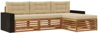 vidaXL - Bank loungeset - 4 zitplekken - Polyester - Natuurlijk en beige