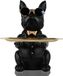 Figurine de bouledogue avec plateau, convient pour salon ou bureau, design moderne, noir