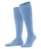 FALKE Airport lang eenkleurig wol katoen kniekousen heren blauw - maat 41-42