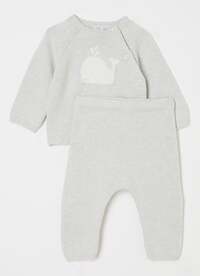 Petit Bateau Petit Bateau Fijngebreide babyset in wolblend 2-delig