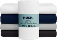 HUSH. Living Hoeslaken Percale - 100% Katoen - 200TC - Wit - 140x200+30cm