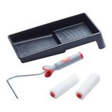 ProDec Advance 4 delige Ice Fusion 4" miniverfrollerset, 2x rollen, frame & verfbakje - ultragladde afwerking met emulsie- en satijnverven op binnenmuren, plafonds, hout, metaal, 4" rollenset