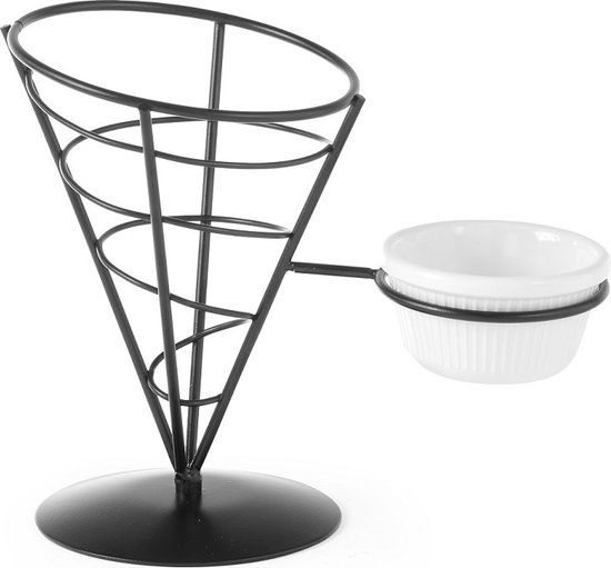 Hendi Frietzakhouder Met Saushouder - Zwart - Staal - 21x11x17.2 cm