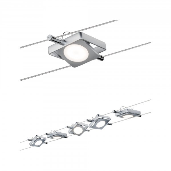 Paulmann 94108 kabelsysteem MacLED set uitbreidbaar warm wit 5 x 4W LED chroom mat 94108 kabellamp hanglamp