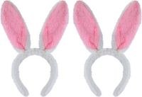 Henbrandt Konijnen bunny oren - Wit met roze - Diadeem voor Adultes