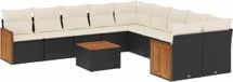 vidaXL 11-delige Loungeset met kussens, polyrattan, zwart